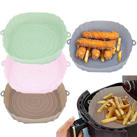 4 stk Silikon Air Fryer Innlegg Gjenbrukbar Oppvaskmaskinsikker Bolle Med Sidehåndtak Husholdnings Kjøkkentilbehør