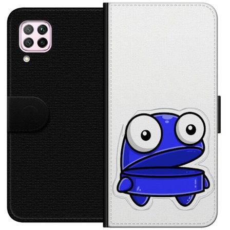 Kompatibel Tegnebogsetui til Huawei Huawei P40 lite Blå tegneseriefigur med åbent udtryk og store øjne i sjov illustration