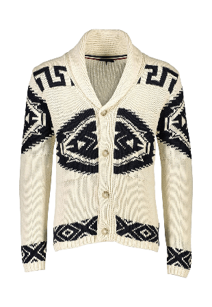 Lindbergh Shawl collar intarsia cardigan Knit Tröjor Herr Vit L