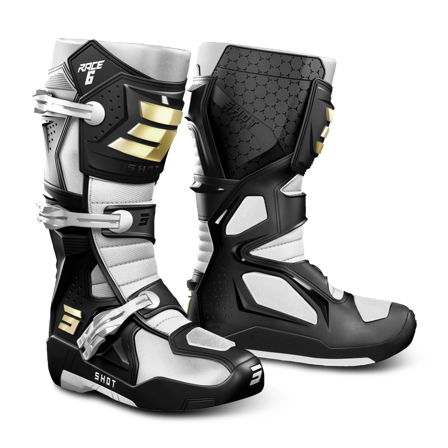 Motokrosové Boty Shot Race 6 Černá/Bílá/Zlatá 47