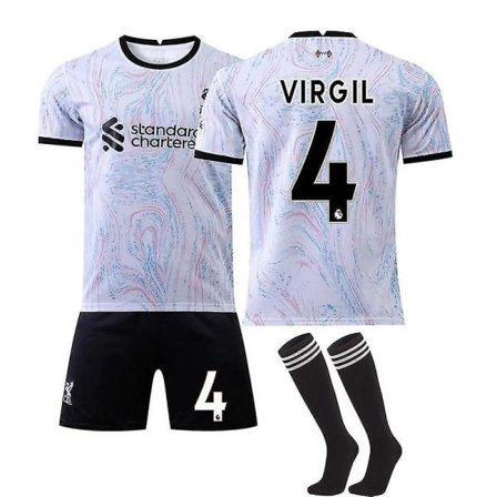 22/23 Liverpool Vieraspelipaita Salah Jalkapallopaidat VIRGIL NO.4 VIRGIL NO.4 24(130-140CM)