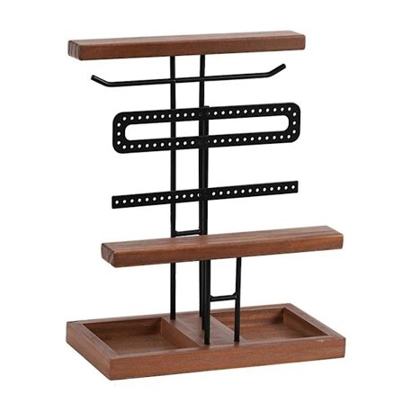 Smykkestativ med rum, smykkeorganisator, stativ, øreringeorganisator, halskædeholder, armbånd