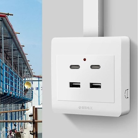 86 type 220V byggeplass sovesal skjult 18W hurtiglading stikkontaktpanel med doble USB-porter TYPE C intelligent hurtiglading stikkontakt