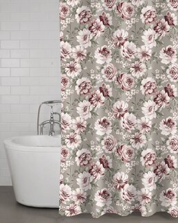 Dusjforheng med digitalttrykt blomstermotiv