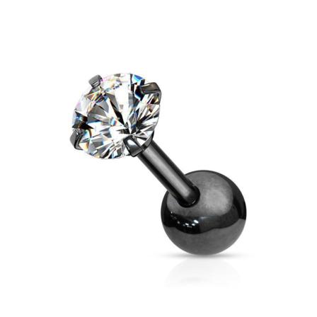Tragus/Cartilage Piercing med 4 mm.CZ IP-316L stål (5 val) 3 Svart