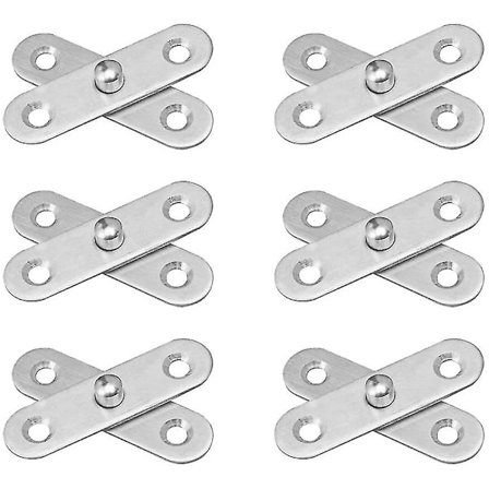 Rustfrie ståldørhengsler 6 stykker for montering på svingdørhengsel 360 graders materiale 57mm X 16mm (sølv)