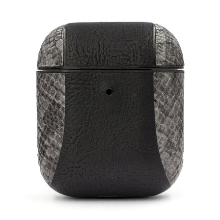 Fodral med ormskinnstextur till AirPods 1&2- Svart/mörkgrå
