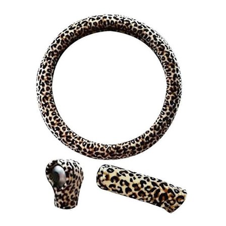 3 st 38 cm Vinter Leopardtryck Bil Ratt Handbroms Växelspaksskydd Set