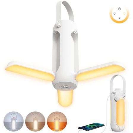 Campinglampa, 10000mAh campinglampa, uppladdningsbart batteridrivet trådlöst dimbart, kan användas som nödutrustning inomhus och utomhus i tält