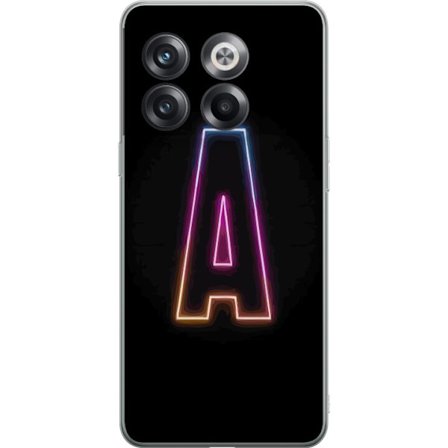 Kompatibelt Mobildeksel til OnePlus OnePlus 10T Minimalistisk neonbokstav A i regnbuefarget lys mot svart bakgrunn i moderne typografisk stil