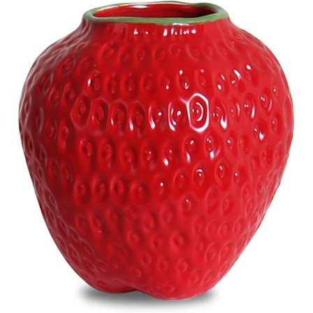 Mini keramisk vas i form av en jordgubbe, vacker dekorativ vas, perfekt för blomsterarrangemang, unik design.