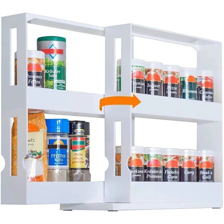 (pow yeah!) Roterende krydderhylle i plast, uttrekkbar krydderhylle for kjøkkenbenk og bad