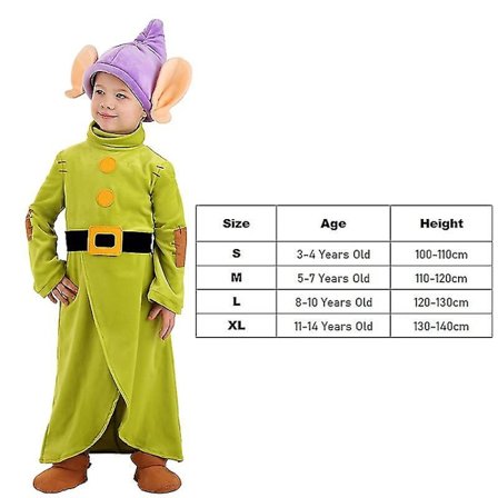 Halloween Costume Boys Toddler Snow White Friend Cosplay Dopey Costume For Kids -a