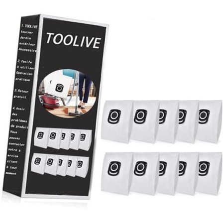 Pakke med 10 støvsugerposer - For Rowenta Hygiene + ZR200520 ZR200720, For Silence Force Compact Power X-Trem Power (RO64xx RO63xx RO68xx RO39xx)