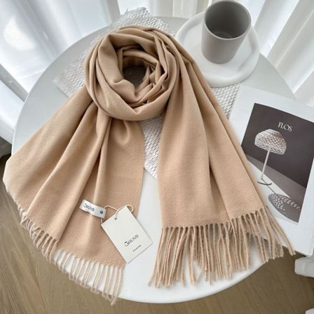 Enfärgad cashmere scarf sjal dam vinter exklusiv mångsidig 250g höst och vinter ny varm scarf