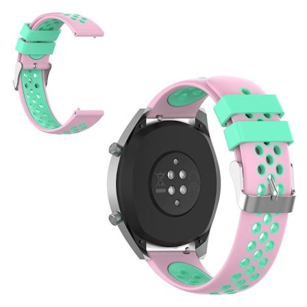 22mm Universal dual color silicone watch band - Pink / Cyan