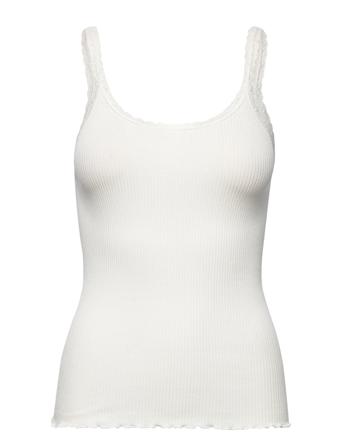 Cotton Top Regular W/ Lace Top Ærmeløs Top Hvid Barbara Kristoffersen By Rosemunde