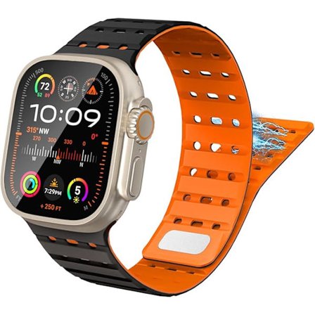 Magnetisk reim kompatibel med Apple Watch 49/45/44/42mm Menn Kvinner, Tynn Silikon Erstatningsarmbånd