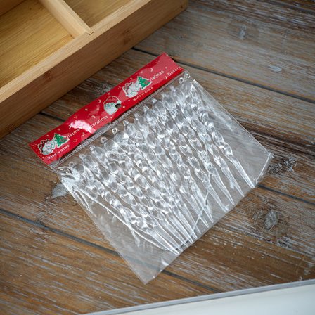 12 Joulujääpuikko Koriste Akryyli, Joulukuusen Jääpuikko Riipukset Kristallilangalla Yhteensopiva Joulukuusen Häät Loman Talvi