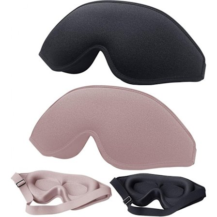 2 kpl 3D Comfort Ultra Soft -unimaski (musta + pinkki), naisten miesten koti unimaski matkustamiseen/päiväunille