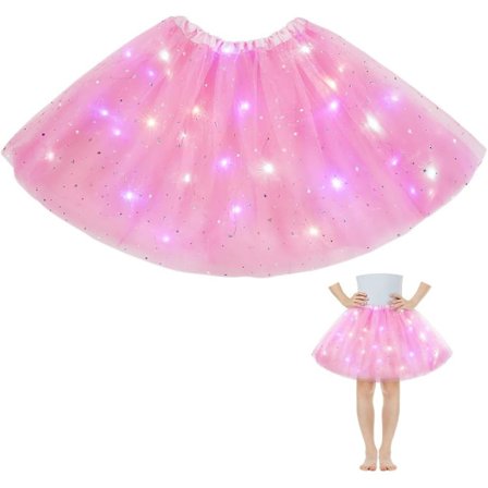 Kjolar för flickor med LED-lampor, tyllkjol för barn med foder, tjock balettdansfestlig festivaldräkt för Halloween