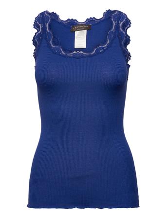 Silk Top W/ Lace T-shirts & Tops Sleeveless Blå Rosemunde*Betinget Tilbud