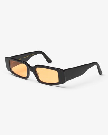 Sunglass 05 - Deep Black Solid - Orange - One Size