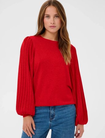 Kaffe Karegina Pleat Ls Pullover - Red - XS
