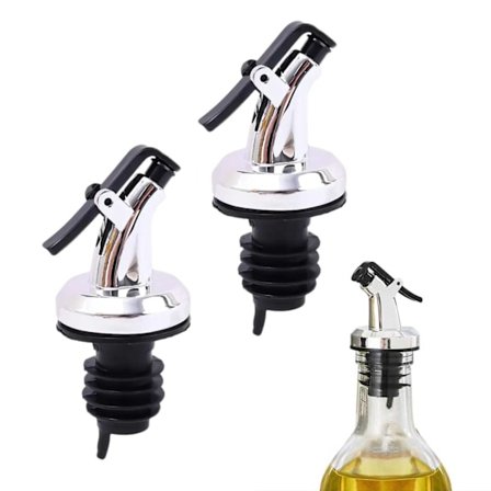 2-Pack kork for olivenolje helletut Dryppkork med lokk sølv