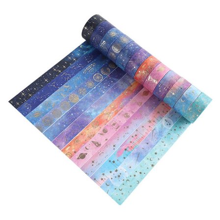 12 rullar Washi-tejp, Triumph Starry Sky Washi-tejp dekorativt papper maskeringstejp maskeringstejp självhäftande papper maskeringstejp flera mönster 