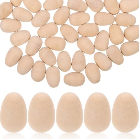 100 st Simulerade Påskägg i Trä, DIY Trä 3D Falska Ägg