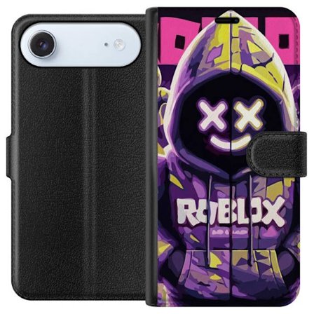 Kompatibelt Plånboksfodral till Apple Apple iPhone 17 Air Färgstark Roblox-inspirerad huvtröjskaraktär med neonfärger och mask, digital spelillus