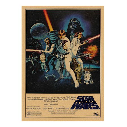 Star Wars filmplakat, vintage kraftpapir dekorativ vægmaleri til barer og restauranter, 29,7 x 42 cm+ enkelt (rammeløs, limfri)