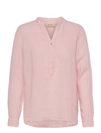 Danna Linen Blouse Blus Långärmad Rosa MOS MOSH