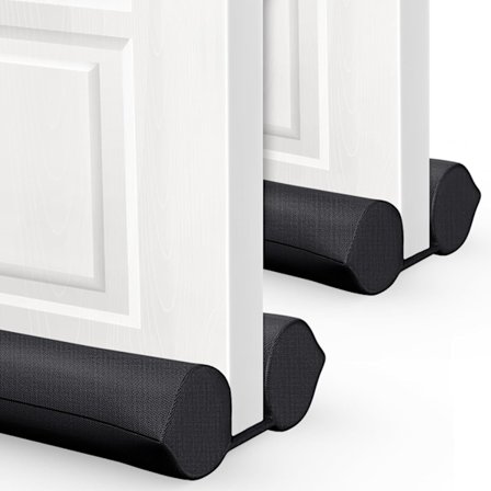 Black 2-Pack Door Draft Stopper - Seal for Door Gap - Windproof Cover - Fits 76 cm to 91 cm Door - Blocks Sound, Noise, Warm Air