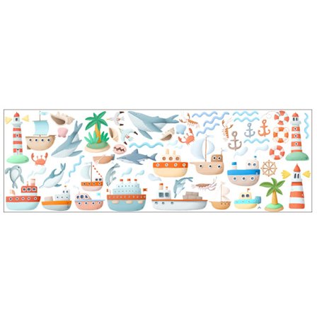 40 * 90cm sommer sejlbåds vægklistermærker havdyr delfiner
