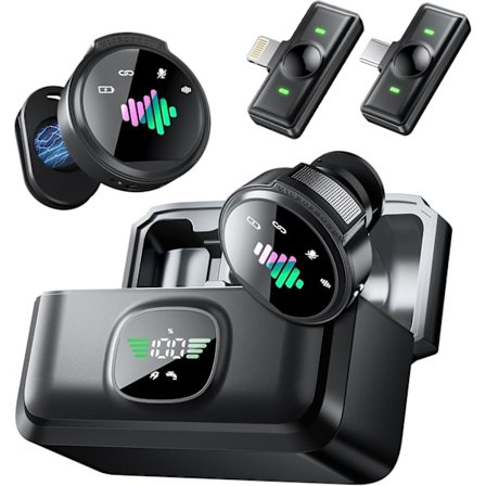 2025 Seneste Model Trådløs Lavalier Mikrofon til iPhone: 2 STK Mini Trådløse Mikrofoner til Android Udstyr - Støjreducerende Revers Mi