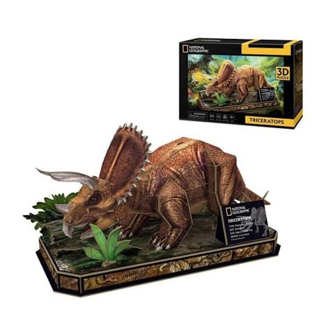 Pussel 3D - National Geographic - Triceratops - 44 bitar - För barn 8 år och äldre - Lätt att montera