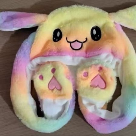 Sød Hue Der Bevæger Ørerne Blød Sjov Hue - Regnbue - Julegave Børn - Gave Lilla