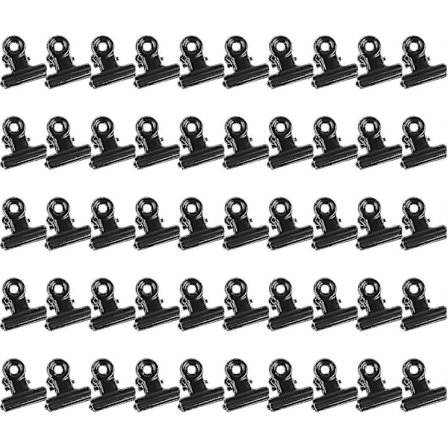50 kpl metallisia sarana-pidikkeitä, mustia bulldog-pidikkeitä vahvalla jousella 22 mm metallisia kirjainpidikkeitä pieniä paperipidikkeitä 