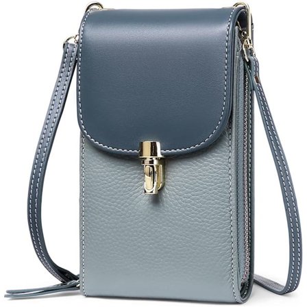 Blå - Damläder axelväska med lång axelrem och