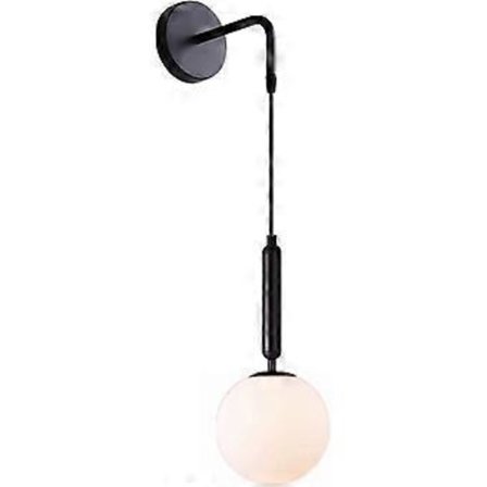 Moderni seinävalaisin E27 riippuvalla lasivarjostimella, pohjoismainen minimalistinen yöpöytävalaisin olohuoneen makuuhuoneen käytävään (musta 