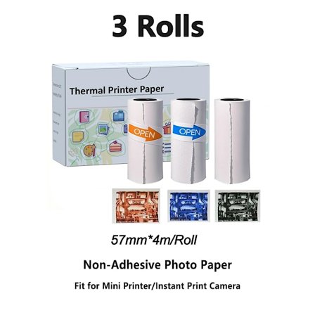 Mini Fickskrivare 5 Rullar Självhäftande Papper Bärbar Termisk Skrivare För Skrivare Lämplig För Hemmakontor Studier Och Arbete