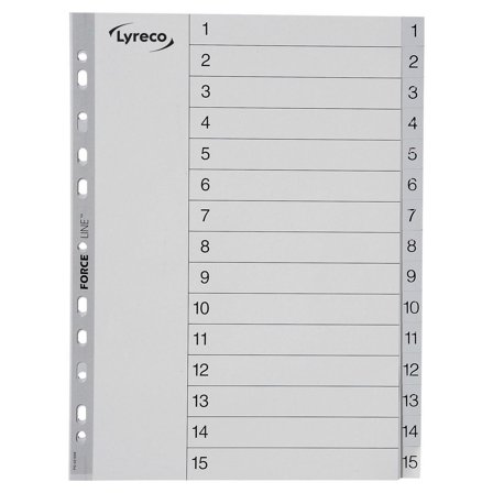 LYRECO Plastregister A4 PP 1-15 grå - Lyreco - Kontorsmaterial - Pärmar och register - Plastregister - Tryckta