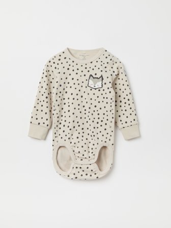 Polarn O. Pyret - Spotted long-sleeve bodysuit ribbed - 56 - Childrenswear - beige