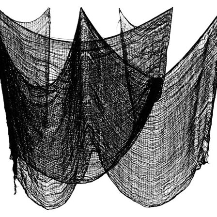 Pelottavat kankaat Halloween-ovikoristeisiin, karmiva puuvillakangas kotiin, pöydälle, ikkunakoristeisiin, pöytäliinoihin, 200 x 76 cm (musta)