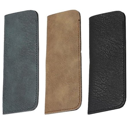 3-pak lesebrilleretui, myk brilleveske, bærbar klut for brilleetui, blå+svart+brun, 15,3 * 7 cm -QH