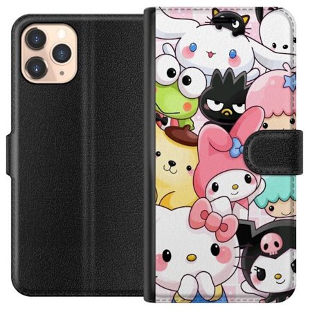 Kompatibelt Lommeboketui til Apple iPhone 11 Pro Tett mønster av søte figurer med store øyne i ulike farger og uttrykk med LABUBU-tekst