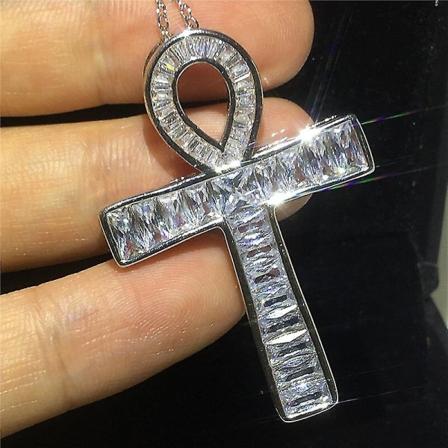 14 k kultaa pitkä timanttiristiriipus 925 sterlinghopeaa