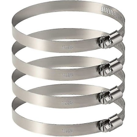 Justerbar slangeklemme i rustfritt stål for feste av fleksible slanger (141mm-165mm) 4 stk Qyroadwolf